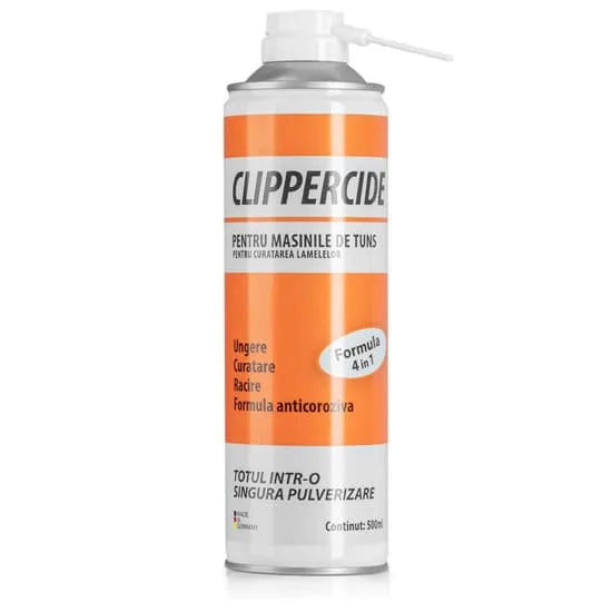 Spray Clippercide 4 in 1 pentru Masini de Tuns 500ml - Dezinfectant Lubrifiant Racitor Anticoroziv Profesional