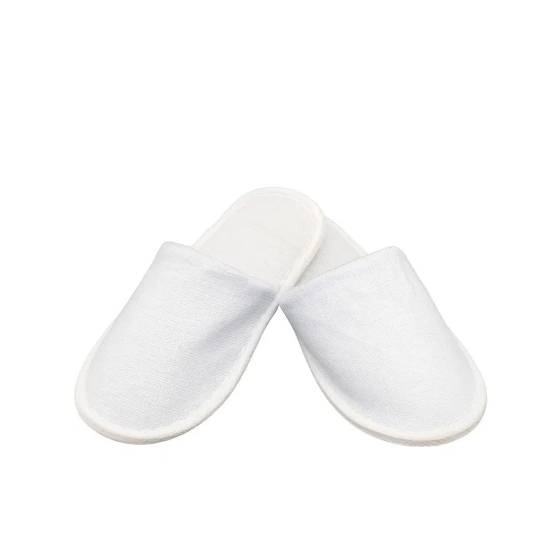 Papuci Unisex de Casa si Baie Velvetale Albi - Marime Universala Confort Salon Spa